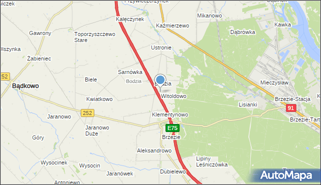 mapa Witoldowo, Witoldowo gmina Brześć Kujawski na mapie Targeo